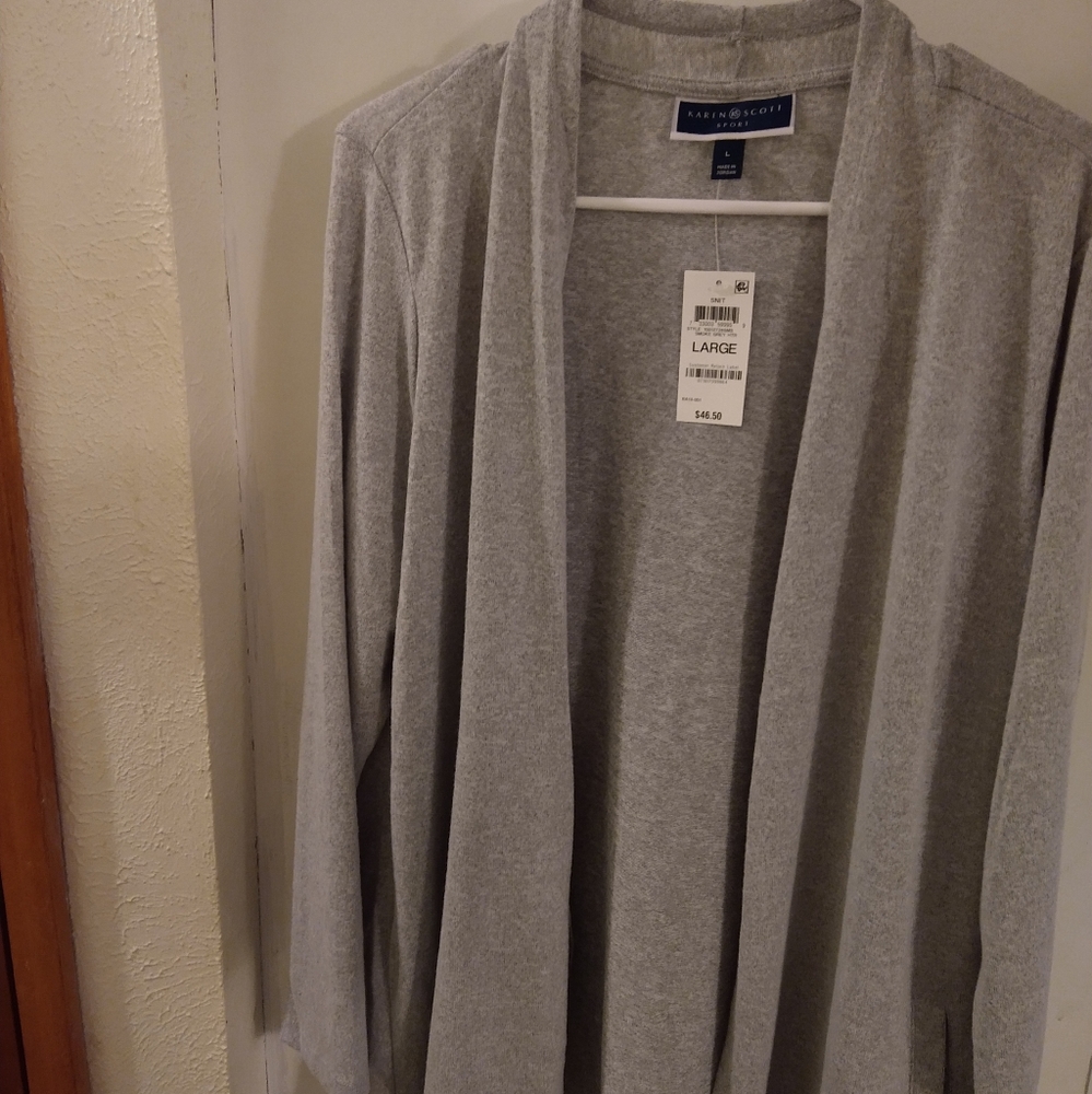 Dress sweater with pockets Large gray
